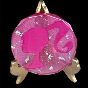 Barbie Coaster Large Pink Epoxy Resin Handmade